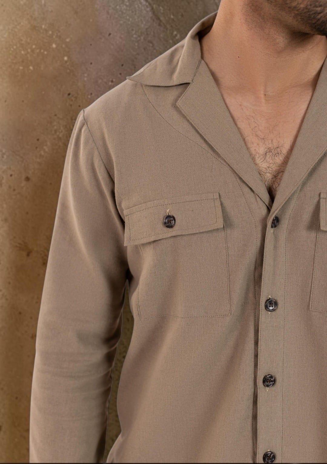 Men Brown & Blue Cuban Collar Shirt