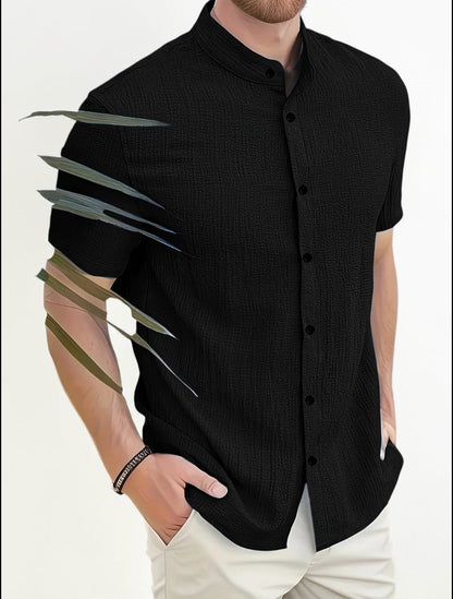 Black Band Collar Shirt