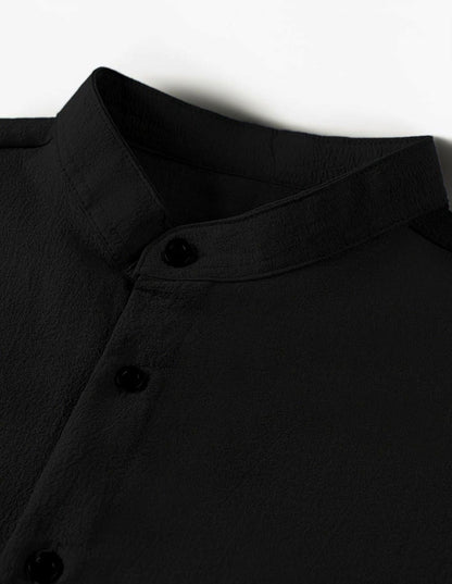 Black Band Collar Shirt